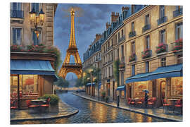 Print på skumplade Paris At Dusk