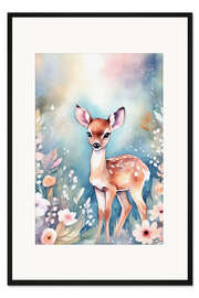 Gerahmter Kunstdruck Junges Rehkitz