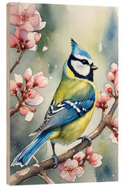 Print på træ Blue Tit In Spring