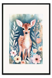 Gerahmter Kunstdruck Süßes Rehkitz