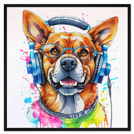 Gerahmter Kunstdruck DJ Hund