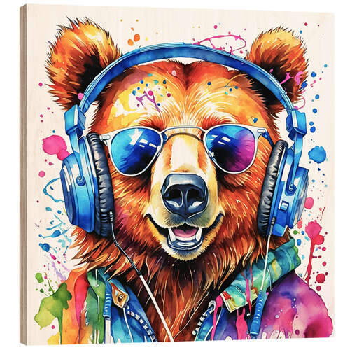 Wood print Trendy Bear