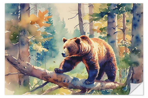 Selvklebende plakat Brown Bear