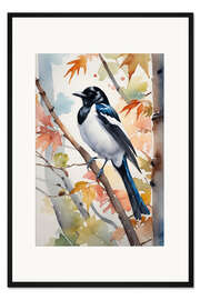 Gerahmter Kunstdruck Elster