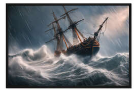 Gerahmter Kunstdruck Schiffbruch im Sturm