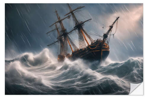 Selvklebende plakat Shipwreck in the Storm