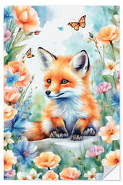 Vinilo para la pared Fox Puppy in the Garden II