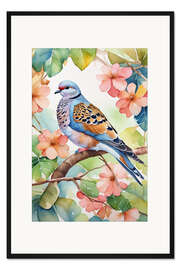 Gerahmter Kunstdruck Turteltaube auf einem Baum
