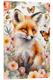 Foam board print Fox Puppy in the Garden I