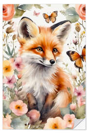 Vinilo para la pared Fox Puppy in the Garden I