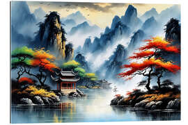 Quadro em plexi-alumínio Chinese River Landscape