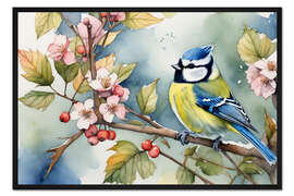 Gerahmter Kunstdruck Blaumeise