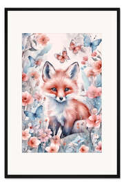 Gerahmter Kunstdruck Baby Fuchs