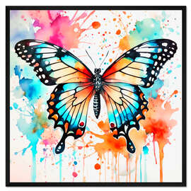 Gerahmter Kunstdruck Fluo Schmetterling