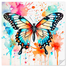 Selvklebende plakat Fluo Butterfly