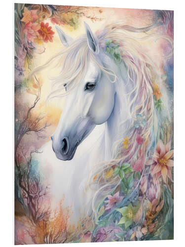 Foam board print Fantastic Horse With a Flower Mane