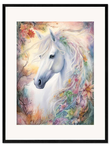 Framed art print Fantastic Horse With a Flower Mane