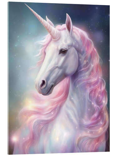 Quadro em acrílico Pink Glitter Unicorn