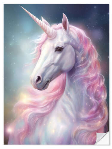 Sticker mural Pink Glitter Unicorn