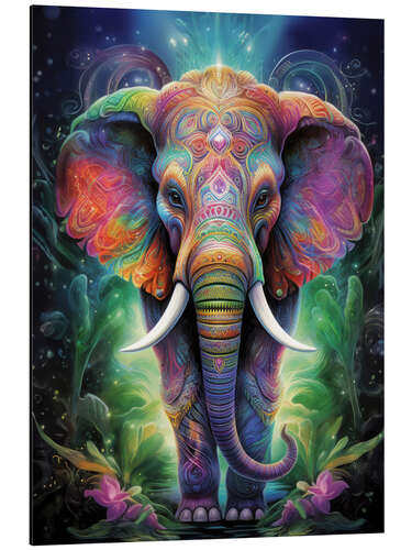 Stampa su alluminio Colourful Indian Elephant