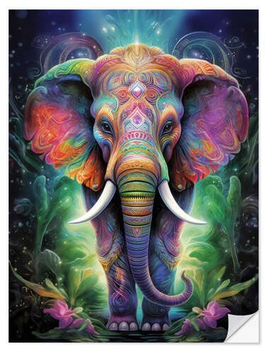 Selvklebende plakat Colourful Indian Elephant