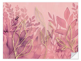 Selvklebende plakat Pastel Pink Dream Garden