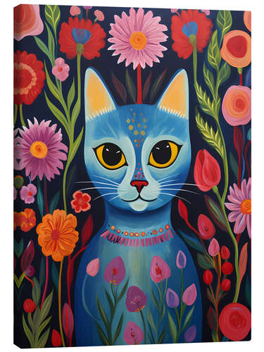 Canvas print Cat Whispers Between Flowes