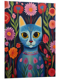 Foam board print Cat Whispers Between Flowes