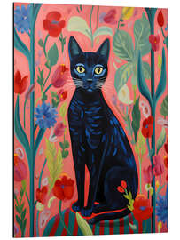 Aluminium print Black Cat Among The Flowers