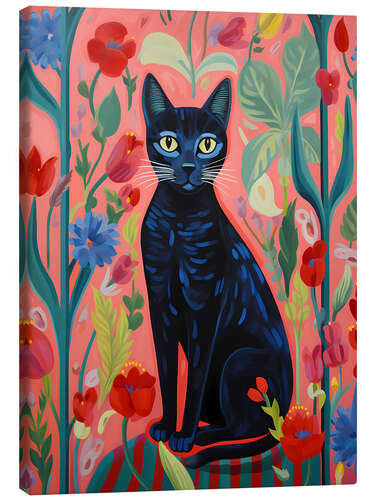 Canvas print Black Cat Among The Flowers