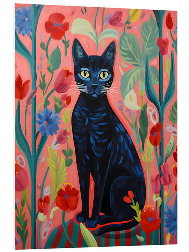 Quadro em PVC Black Cat Among The Flowers