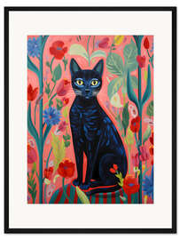 Gerahmter Kunstdruck Pfotenspuren unter Blümchen