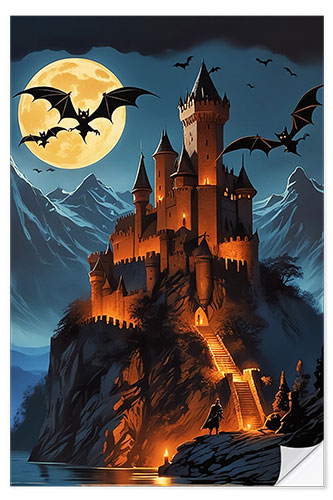 Selvklebende plakat Haunted Castle