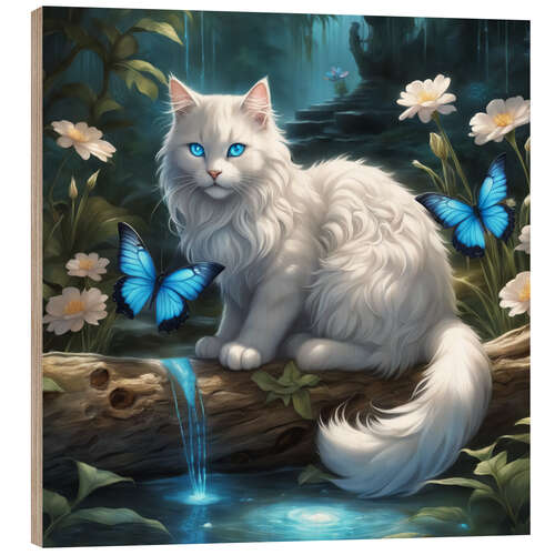 Print på træ Lovely Cat
