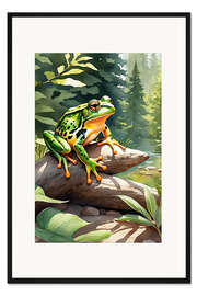 Gerahmter Kunstdruck Grüner Frosch