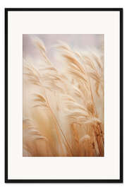 Gerahmter Kunstdruck Silberne Pampasfeder