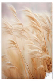 Selvklebende plakat Silver Pampas Feather