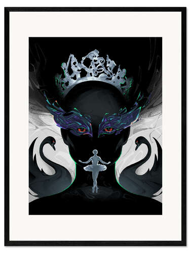 Ingelijste kunstdruk Black Swan