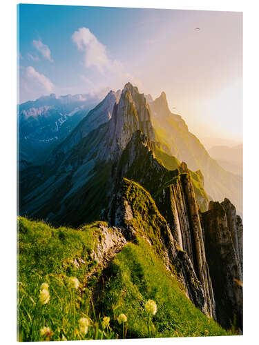 Acrylic print Mountain Peaks at Sunset