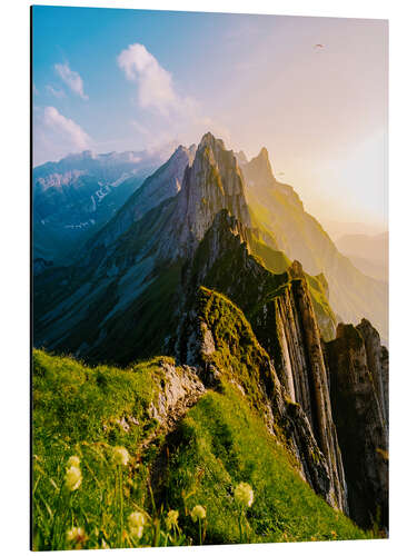 Stampa su alluminio Cime delle montagne al tramonto