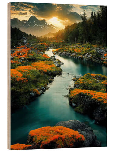 Hout print Sunset River