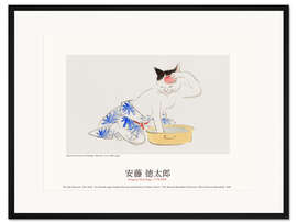 Gerahmter Kunstdruck Katze im Kimono