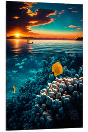Magnettafel Tropisches Meer mit Sonnenuntergang