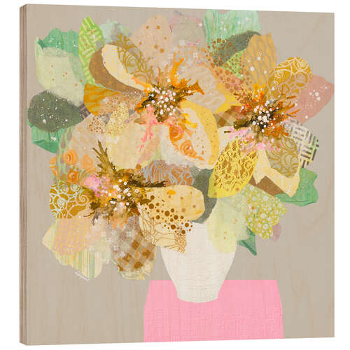 Wood print Sweet Honey Bee Bouquet