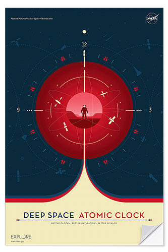 Wandsticker Deep Space Atomic Clock, Rot