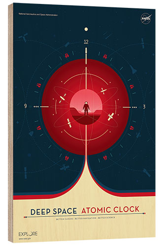 Hout print Deep Space Atomic Clock, Red