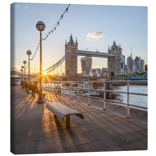 Leinwandbild Sonnenuntergang an der Tower Bridge in London