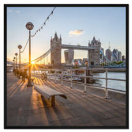 Gerahmter Kunstdruck Sonnenuntergang an der Tower Bridge in London