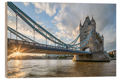 Wood print Tower Bridge London at Sunset