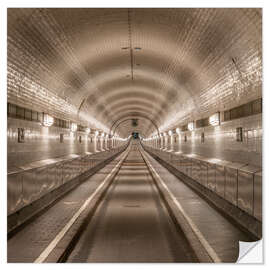 Selvklebende plakat Old Elbe-Tunnel in Hamburg